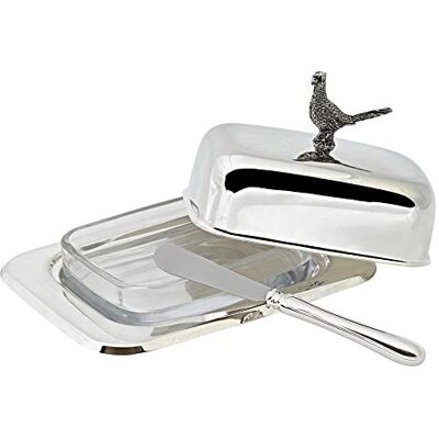 EDZARD Plato de Mantequilla de faisán con Cuchillo L 18 cm Marca EDZARD Plato de Mantequilla de faisán con Cuchillo L 18 cm Marca