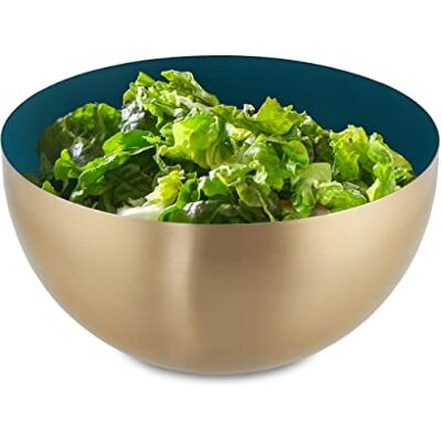Relaxdays Ensaladera de Acero Inoxidable - 2L, Verde/Oro Relaxdays Ensaladera de Acero Inoxidable - 2L, Verde/Oro
