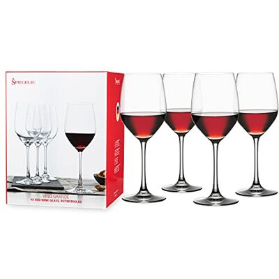 Spiegelau Vino Grande Vino Tinto/Agua, Set de 4, Vaso Vino Tinto, Vaso, Copa de Vino, Cristal, 424 ml, Spiegelau Vino Grande Vino Tinto/Agua, Set de 4, Vaso Vino Tinto, Vaso, Copa de Vino, Cristal, 424 ml,