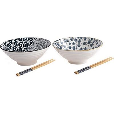 lachineuse – Estuche de 2 cuencos estilo japonés azul ⌀ 20,5 cm – Tazones de arroz, desayuno y sopa – Diseños tradicionales Zen – Cuenco asiático japonés Asia – Regalo de vajillas lachineuse – Estuche de 2 cuencos estilo japonés azul ⌀ 20,5 cm – Tazones de arroz, desayuno y sopa – Diseños tradicionales Zen – Cuenco asiático japonés Asia – Regalo de vajillas
