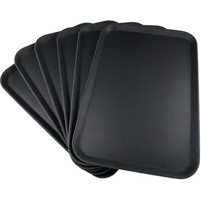 Grunwerg Bandeja de Plástico Antideslizante para Alimentos, Rectangular, 65 x 45 cm, Negra, Paquete de 6 Grunwerg Bandeja de Plástico Antideslizante para Alimentos, Rectangular, 65 x 45 cm, Negra, Paquete de 6