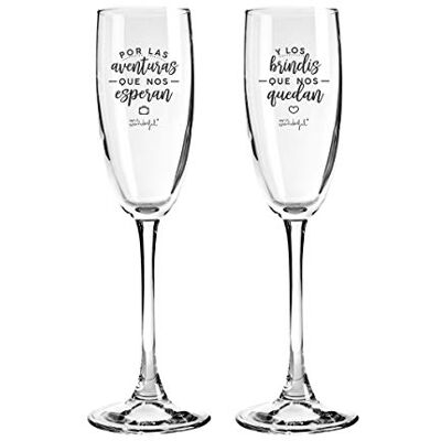 Mr. Wonderful Dos copas de Vidrio para parejas que se quieren con locura, 170ml, Color Claro, 1 unidad Mr. Wonderful Dos copas de Vidrio para parejas que se quieren con locura, 170ml, Color Claro, 1 unidad
