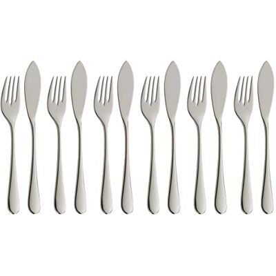 WMF Merit Cromargan protect cubiertos de pescado 12 piezas para 6 personas, acero inoxidable pulido, resistente a los arañazos, apto para lavavajillas WMF Merit Cromargan protect cubiertos de pescado 12 piezas para 6 personas, acero inoxidable pulido, resistente a los arañazos, apto para lavavajillas