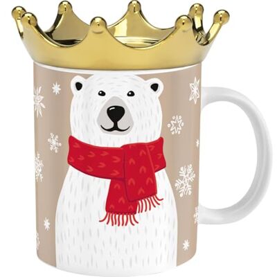Sheepworld Taza con corona diseño de oso polar Taza de café, porcelana, 35 cl, tapa en forma de corona, caja de regalo regalo para Navidad, Año Nuevo, calendario de Adviento Sheepworld Taza con corona diseño de oso polar Taza de café, porcelana, 35 cl, tapa en forma de corona, caja de regalo regalo para Navidad, Año Nuevo, calendario de Adviento