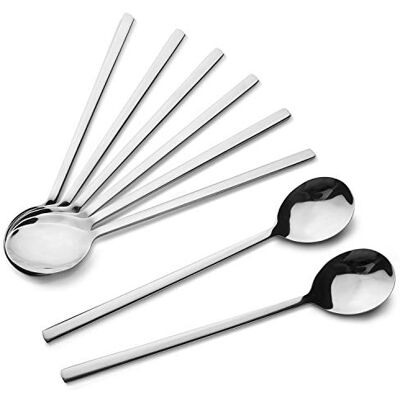 AOOSY Juego de 8 cucharadas redondas coreanas de acero inoxidable para uso doméstico y profesional (21,6 cm) AOOSY Juego de 8 cucharadas redondas coreanas de acero inoxidable para uso doméstico y profesional (21,6 cm)