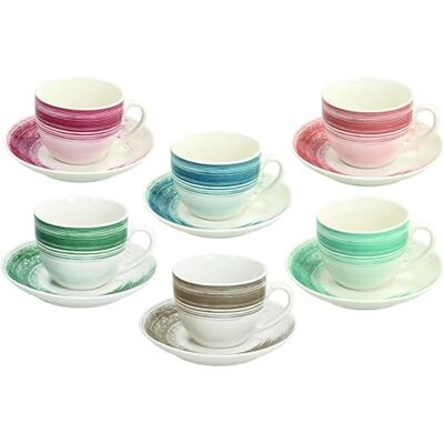 Tognana Nanami, set de 6 tazas de té 200 cc con platillo, New Bone China, multicolor Tognana Nanami, set de 6 tazas de té 200 cc con platillo, New Bone China, multicolor