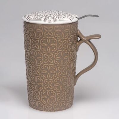 TEA SOUL Taza Raja • Taza de porcelana con tapa y filtro perforado • Capacidad 400 ml TEA SOUL Taza Raja • Taza de porcelana con tapa y filtro perforado • Capacidad 400 ml
