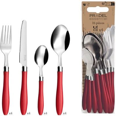 Pradel Essentiel Amefa Reglisse Cubiertos, Acero Inoxidable, Rojo, 8x6x27 cm, 16 Unidades Pradel Essentiel Amefa Reglisse Cubiertos, Acero Inoxidable, Rojo, 8x6x27 cm, 16 Unidades