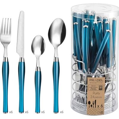 Cubertería Amefa PURITY - Juego de 24 piezas, azul, para 6 personas Cubertería Amefa PURITY - Juego de 24 piezas, azul, para 6 personas