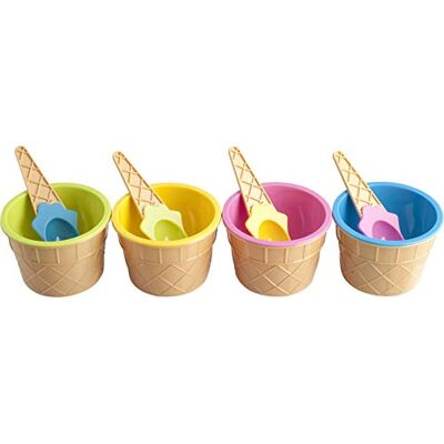 HOME Juego de 4 Copas para Helado con Cuchara Formaghiaccioli, plástico, Multicolor HOME Juego de 4 Copas para Helado con Cuchara Formaghiaccioli, plástico, Multicolor