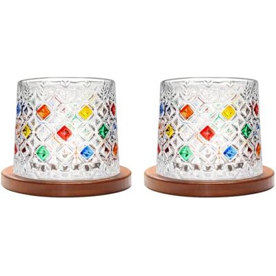 Uten Vaso de Whisky de Cristal, 275 ml/10 oz Vaso de Agua Giratorio, Posavasos de Bambú, Tacto Grueso, Adecuado para Beber Ron, Brandy, Cócteles, Café, Jugo, Relajarse y Descomprimir, 2 Pieza Uten Vaso de Whisky de Cristal, 275 ml/10 oz Vaso de Agua Giratorio, Posavasos de Bambú, Tacto Grueso, Adecuado para Beber Ron, Brandy, Cócteles, Café, Jugo, Relajarse y Descomprimir, 2 Pieza