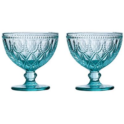 Premier Fleur Sundae-Juego de 2 Platos de Cristal Azul, 250 ml, 11 x 11 x 11 cm, 2 Premier Fleur Sundae-Juego de 2 Platos de Cristal Azul, 250 ml, 11 x 11 x 11 cm, 2