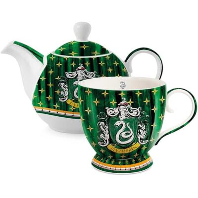 Egan Pack Tetera y Taza Harry Potter Slytherin, Set Apilable de Cerámica con Escudo de la Casa, Diseño Verde y Plateado, Producto Oficial Warner Bros – Paladone Egan Pack Tetera y Taza Harry Potter Slytherin, Set Apilable de Cerámica con Escudo de la Casa, Diseño Verde y Plateado, Producto Oficial Warner Bros – Paladone