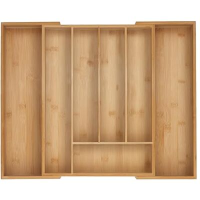 Relaxdays Cubertero, 5-7 Compartimentos, Organizador de Cubiertos Extensible, Cajón, 5x32,5-53,5x43 cm, Bambú, Natural Relaxdays Cubertero, 5-7 Compartimentos, Organizador de Cubiertos Extensible, Cajón, 5x32,5-53,5x43 cm, Bambú, Natural