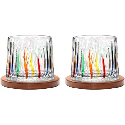 Uten Vaso de Whisky de Cristal, 275 ml/10 oz Vaso de Agua Giratorio, Posavasos de Bambú, Tacto Grueso, Adecuado para Beber Ron, Brandy, Cócteles, Café, Jugo, Relajarse y Descomprimir, 2 Pieza Uten Vaso de Whisky de Cristal, 275 ml/10 oz Vaso de Agua Giratorio, Posavasos de Bambú, Tacto Grueso, Adecuado para Beber Ron, Brandy, Cócteles, Café, Jugo, Relajarse y Descomprimir, 2 Pieza