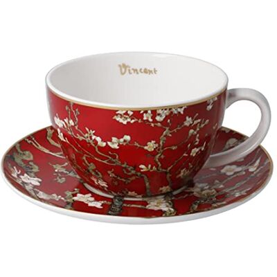 Goebel Taza de porcelana Vincent Van Gogh con plato, 250 ml, color rojo Goebel Taza de porcelana Vincent Van Gogh con plato, 250 ml, color rojo