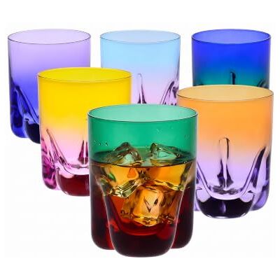 Krosno – Vasos de Whisky, Bebidas y Cócteles 250 ml – Set de 6 unidades en 6 colores únicos – Colección Aurora – Cristal sin Plomo – Pintados a Mano Krosno – Vasos de Whisky, Bebidas y Cócteles 250 ml – Set de 6 unidades en 6 colores únicos – Colección Aurora – Cristal sin Plomo – Pintados a Mano