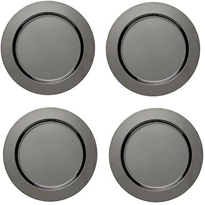 ECHTWERK Juego de cubiertos/platos de 4 piezas "Shiny" de acero inoxidable, edición en negro, Ø 33,2 cm ECHTWERK Juego de cubiertos/platos de 4 piezas "Shiny" de acero inoxidable, edición en negro, Ø 33,2 cm