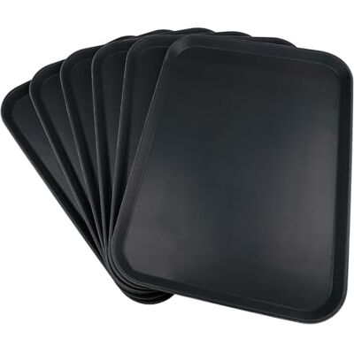 Grunwerg Bandeja de Plástico Antideslizante para Alimentos, Rectangular, 55 x 40 cm, Negra, Paquete de 6 Grunwerg Bandeja de Plástico Antideslizante para Alimentos, Rectangular, 55 x 40 cm, Negra, Paquete de 6