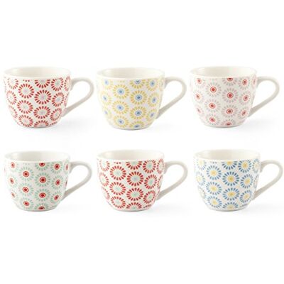 HOME Flores Juego Tazas Café Sin Plato, New Bone China, Blanco HOME Flores Juego Tazas Café Sin Plato, New Bone China, Blanco