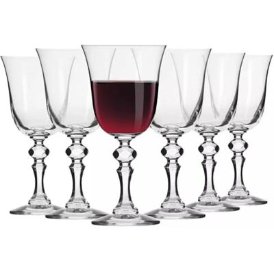 Krosno – Copas para Vino Tinto 250 ml – Juego de 6 unidades – Colección Krista – Cristal sin Plomo – Diseño Elegante con Tallo Ricamente Decorado Krosno – Copas para Vino Tinto 250 ml – Juego de 6 unidades – Colección Krista – Cristal sin Plomo – Diseño Elegante con Tallo Ricamente Decorado