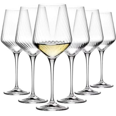 Krosno Copas de Vino Blanco Juego de 6, 450 ml, Ondulado, Avant-Garde LUMI Vasos vino tinto, rosado, espumoso, cócteles, Cristal sin plomo, Apto para lavavajillas, Cristalería elegante, Idea de regalo Krosno Copas de Vino Blanco Juego de 6, 450 ml, Ondulado, Avant-Garde LUMI Vasos vino tinto, rosado, espumoso, cócteles, Cristal sin plomo, Apto para lavavajillas, Cristalería elegante, Idea de regalo
