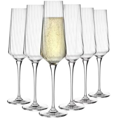 Krosno Copas de Champán Juego de 6, 200 ml, Ondulado, Avant-Garde LUMI Vasos para prosecco, vino espumoso, cóctel, Cristal sin plomo, Apto para lavavajillas, Cristalería elegante, Idea de regalo Krosno Copas de Champán Juego de 6, 200 ml, Ondulado, Avant-Garde LUMI Vasos para prosecco, vino espumoso, cóctel, Cristal sin plomo, Apto para lavavajillas, Cristalería elegante, Idea de regalo