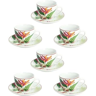 Tognana Tropicalia, Set de 6 tazas de café con plato, porcelana, multicolor Tognana Tropicalia, Set de 6 tazas de café con plato, porcelana, multicolor