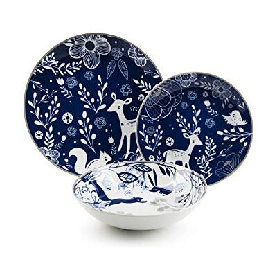 Juego de vajilla en porcelana azul Suomi 18 piezas - Juego de vajilla Juego de vajilla en porcelana azul Suomi 18 piezas - Juego de vajilla