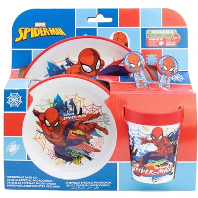 Stor SET 5 PCS ANTIDESLIZANTE (PLATO, CUENCO, VASO Y CUBIERTOS) PREMIUM BICOLOR EN CAJA SPIDERMAN MOVING TARGET Stor SET 5 PCS ANTIDESLIZANTE (PLATO, CUENCO, VASO Y CUBIERTOS) PREMIUM BICOLOR EN CAJA SPIDERMAN MOVING TARGET