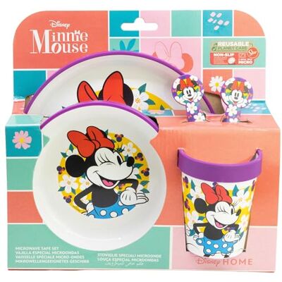 Stor SET 5 PCS ANTIDESLIZANTE (PLATO, CUENCO, VASO Y CUBIERTOS) PREMIUM BICOLOR EN CAJA MINNIE SUNSHINE Stor SET 5 PCS ANTIDESLIZANTE (PLATO, CUENCO, VASO Y CUBIERTOS) PREMIUM BICOLOR EN CAJA MINNIE SUNSHINE