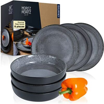 Moritz & Moritz VIDA Juego de 6 platos de sopa para 6 personas, porcelana, apto para lavavajillas y microondas Moritz & Moritz VIDA Juego de 6 platos de sopa para 6 personas, porcelana, apto para lavavajillas y microondas