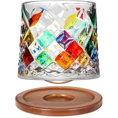 Uten Vaso de Whisky de Cristal, 275 ml/10 oz Vaso de Agua Giratorio, Posavasos de Bambú, Tacto Grueso, Adecuado para Beber Ron, Brandy, Cócteles, Café, Jugo, Relajarse y Descomprimir, 1 Pieza Uten Vaso de Whisky de Cristal, 275 ml/10 oz Vaso de Agua Giratorio, Posavasos de Bambú, Tacto Grueso, Adecuado para Beber Ron, Brandy, Cócteles, Café, Jugo, Relajarse y Descomprimir, 1 Pieza