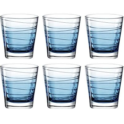 Leonardo HOME Vario Structura Juego de 6 vasos (250 ml, cristal), color azul Leonardo HOME Vario Structura Juego de 6 vasos (250 ml, cristal), color azul