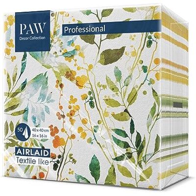 PAW Decor Collection PAW Servilletas Papel Airlaid (40 x 40 cm) I Servilletas de Tela I La Textura de la Tela, los Colores Sutiles I Una gran Decoración para Cualquier Mesa I Color: Watercolor leaves PAW Decor Collection PAW Servilletas Papel Airlaid (40 x 40 cm) I Servilletas de Tela I La Textura de la Tela, los Colores Sutiles I Una gran Decoración para Cualquier Mesa I Color: Watercolor leaves