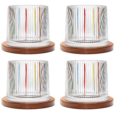 Uten Vaso de Whisky de Cristal, 275 ml/10 oz Vaso de Agua Giratorio, Posavasos de Bambú, Tacto Grueso, Adecuado para Beber Ron, Brandy, Cócteles, Café, Jugo, Relajarse y Descomprimir, 4 Pieza Uten Vaso de Whisky de Cristal, 275 ml/10 oz Vaso de Agua Giratorio, Posavasos de Bambú, Tacto Grueso, Adecuado para Beber Ron, Brandy, Cócteles, Café, Jugo, Relajarse y Descomprimir, 4 Pieza