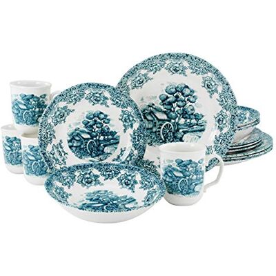 Creatable , , series water mill petrol, combination service 16 pieces, Stoneware Creatable , , series water mill petrol, combination service 16 pieces, Stoneware