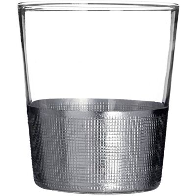 Premier Housewares – Vasos de Cristal Transparente Apollo, Plata, 9 x 9 x 10 cm, Juego de 4 Premier Housewares – Vasos de Cristal Transparente Apollo, Plata, 9 x 9 x 10 cm, Juego de 4
