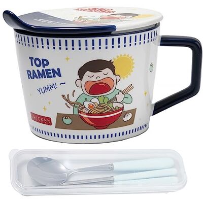 lachineuse – Cuenco de fideos instantáneos – Cuenco de Ramen japonés y fideos chinos – con cubiertos y tapa – Cuenco para desayuno, sopa, arroz – Idea de regalo asiático Japón China – Taza Noodles lachineuse – Cuenco de fideos instantáneos – Cuenco de Ramen japonés y fideos chinos – con cubiertos y tapa – Cuenco para desayuno, sopa, arroz – Idea de regalo asiático Japón China – Taza Noodles
