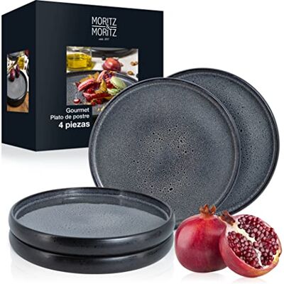 Moritz & Moritz 4x Vajillas Completas 21,5 cm Juego de Platos para 4 Personas de gres como Plato de postre, Plato de tarta, Plato de desayuno Vajilla Completa para Servir Moritz & Moritz 4x Vajillas Completas 21,5 cm Juego de Platos para 4 Personas de gres como Plato de postre, Plato de tarta, Plato de desayuno Vajilla Completa para Servir