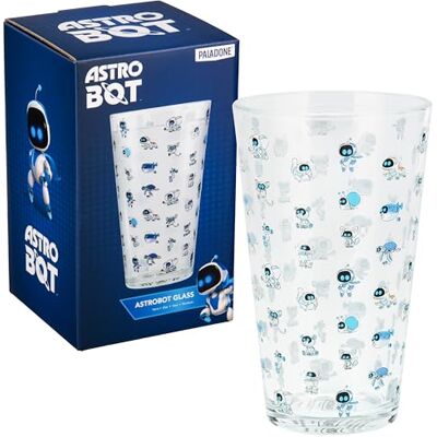 Paladone Astrobot Glass Vaso de 400 ml con calcomanías Astro Bot, vasos para videojuegos para fanáticos y coleccionistas Paladone Astrobot Glass Vaso de 400 ml con calcomanías Astro Bot, vasos para videojuegos para fanáticos y coleccionistas