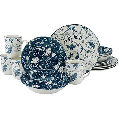 Creatable , , series Damask blue, combination service 16 pieces Creatable , , series Damask blue, combination service 16 pieces