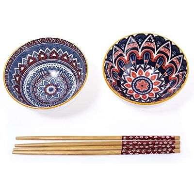 lachineuse – Juego de 2 cuencos étnicos ⌀ 11 cm – Tazones de arroz, sopa oriental, Poke Bowl & Aperitif – 2 pares de palillos – Tazones Japón Asia India Ramadan – Regalo de vajilla asiática africana lachineuse – Juego de 2 cuencos étnicos ⌀ 11 cm – Tazones de arroz, sopa oriental, Poke Bowl & Aperitif – 2 pares de palillos – Tazones Japón Asia India Ramadan – Regalo de vajilla asiática africana