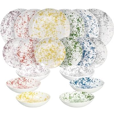 Tognana Apulia, Juego de platos 18 piezas para 6 personas, porcelana, multicolor Tognana Apulia, Juego de platos 18 piezas para 6 personas, porcelana, multicolor