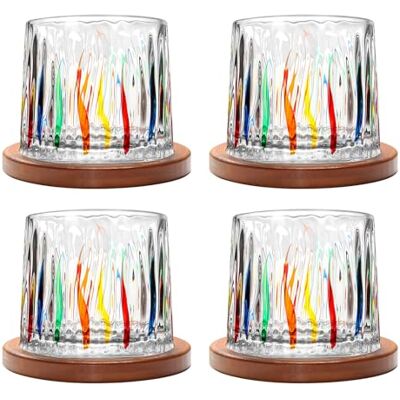 Uten Vaso de Whisky de Cristal, 275 ml/10 oz Vaso de Agua Giratorio, Posavasos de Bambú, Tacto Grueso, Adecuado para Beber Ron, Brandy, Cócteles, Café, Jugo, Relajarse y Descomprimir, 4 Pieza Uten Vaso de Whisky de Cristal, 275 ml/10 oz Vaso de Agua Giratorio, Posavasos de Bambú, Tacto Grueso, Adecuado para Beber Ron, Brandy, Cócteles, Café, Jugo, Relajarse y Descomprimir, 4 Pieza