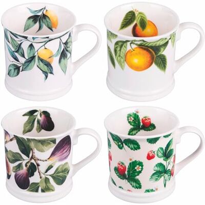 Tivoli Fruit Life Juego de 4 tazas de porcelana (430 ml), diseño de frutas Tivoli Fruit Life Juego de 4 tazas de porcelana (430 ml), diseño de frutas