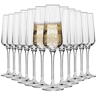 Krosno Copas de Champán Juego de 12, 200 ml, Colección Avant-Garde Vasos para prosecco, vino espumoso, cóctel, Cristal sin plomo, Apto para lavavajillas, Cristalería elegante, Idea de regalo Krosno Copas de Champán Juego de 12, 200 ml, Colección Avant-Garde Vasos para prosecco, vino espumoso, cóctel, Cristal sin plomo, Apto para lavavajillas, Cristalería elegante, Idea de regalo