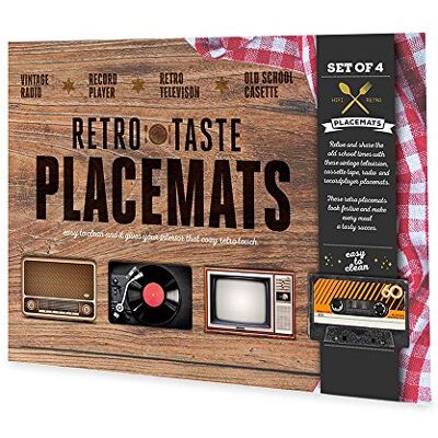 mikamax Tapetes de Lugar Retros Juego de 4 Mantel Individual Multicolor Polipropileno mikamax Tapetes de Lugar Retros Juego de 4 Mantel Individual Multicolor Polipropileno