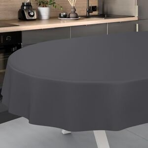 ANRO Mantel de Hule Lavable, para jardín, Exterior e Interior, Ovalado, 220 x 140 cm, Borde Cortado, Antracita ANRO Mantel de Hule Lavable, para jardín, Exterior e Interior, Ovalado, 220 x 140 cm, Borde Cortado, Antracita