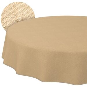ANRO Mantel Lavable Beige Aspecto Lino Redondo 140 cm – Mantel de jardín Interior Exterior Impermeable Resistente a la Suciedad, fácil de Limpiar con Dobladillo ANRO Mantel Lavable Beige Aspecto Lino Redondo 140 cm – Mantel de jardín Interior Exterior Impermeable Resistente a la Suciedad, fácil de Limpiar con Dobladillo